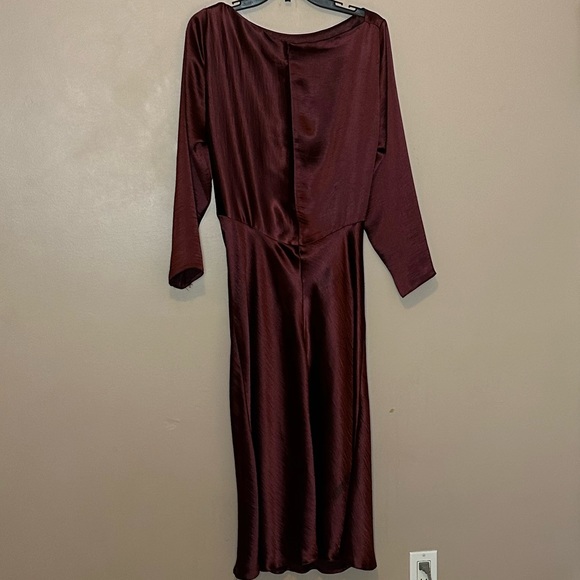 Plum Slip Midi Dress with Long Sleeves Size 14 - Picture 2 of 6